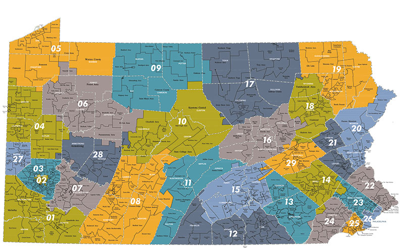 Pennsylvania map of intermediate units